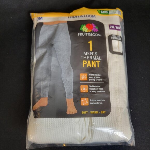 Fruit of the Loom Thermal Pants Men's Size 2XL Underwear Natural White 1 Pack - Picture 1 of 4